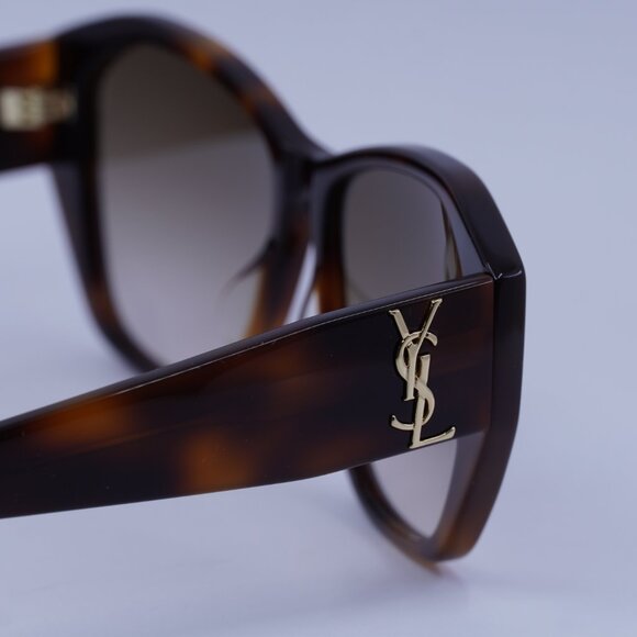 Saint Laurent SL M8 003 Sunglasses Havana Geometric Frame, Brown Lenses - Picture 9 of 10
